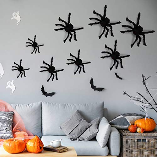 Dreampark Halloween Spider Decorations, 8 Pcs Realistic Hairy Spiders Set, Scary Spider Props for Indoor, Outdoor and Yard Creepy Decor