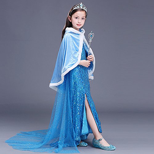 URAQT Girl Child Fancy Shoes Princess Queen Elsa Blue Cute - Thumbnail 5