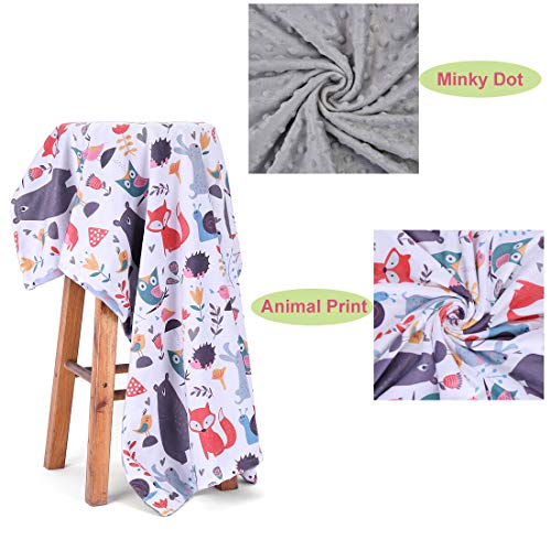 image for TEENCOO Minky Baby Blanket Woodland Super Soft Plush Dot Stroller Crib
