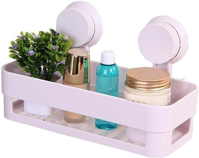 Aoxintech Kitchen Bathroom Shelf Plastic Shower Caddy Organizer Holder Tray With Suction Cups (White)