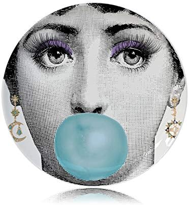 Artistic Facail Plate Nordic Style Home Decoration Round Dish Ceramic Craft Lina Cavalieri Face Design Italy Opera Girl Plate (M13,7 INCH)