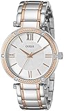 GUESS Women's U0636L1 Dressy Rose Gold-Tone Watch with Textured Silver Dial and Stainless Steel Pilot Buckle