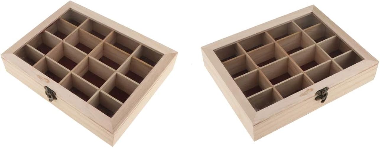 Amazon Co Jp Sharprepublic 2個 木箱 未塗装 木製 宝石箱 16区画 ジュエリーボックス 小物入れ ボックス 手作り 工芸品 ホーム キッチン