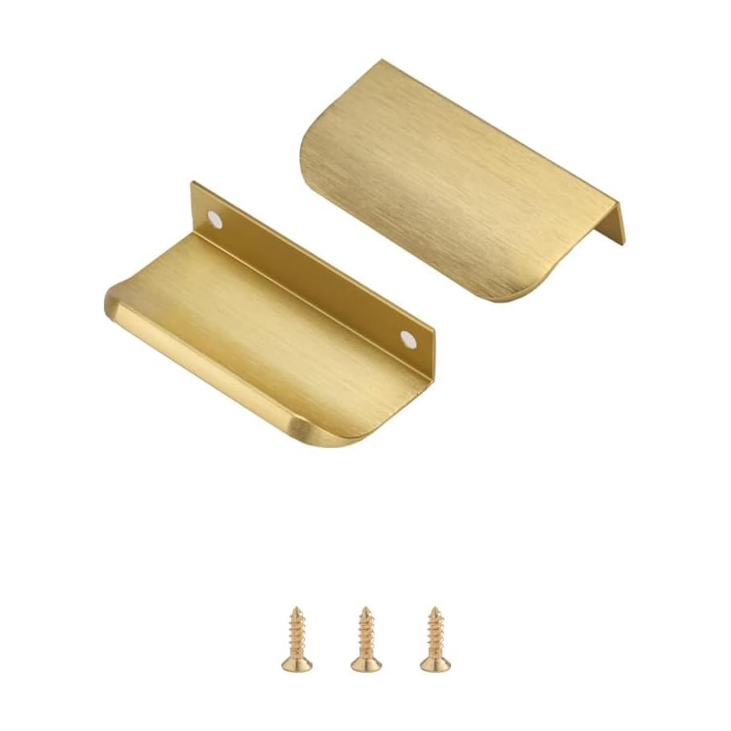 Photo 1 of Satanga Edge Finger Tab Pulls for Cabinets Invisible Kitchen Concealed Aluminum Flat Hidden Drawer Pull Easy to Install Pack of 5 Brushed Brass 3.15inch 80mm Overall Length