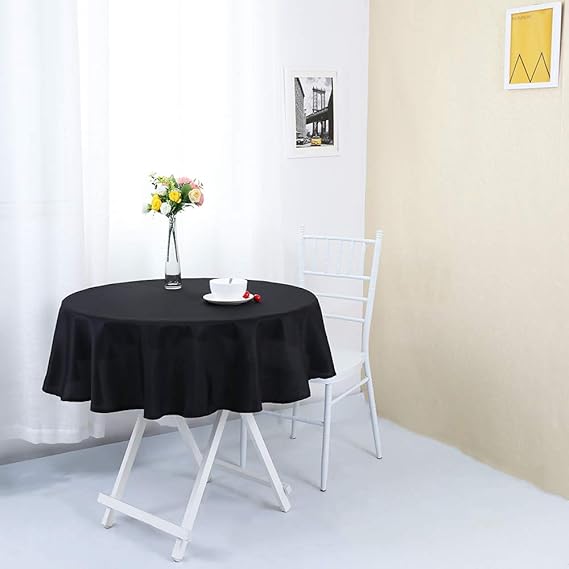 Zdada 50inch Black Round Polyester Tablecloth Polyester Black Line
