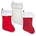 Set of 3 Cable Knitted Christmas Stockings with Fur Traditional Classic Holiday Stocking Decorations, White Red and Burgundy Solid Colors Designs for Fireplace Decor and Party Favor Accessories