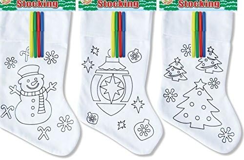 pwg COLOUR YOUR OWN CHRISTMAS STOCKING Kids Craft Activity 3 to choose (Christmass tree)