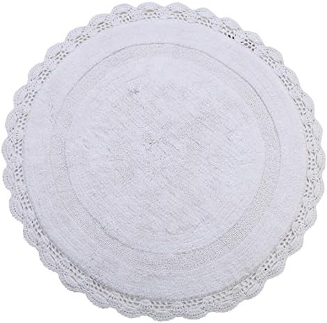 WARISI - Crochet Collection - Designer, Plush 100% Cotton Round, Oval Bath Area Rug (36 inches, White)