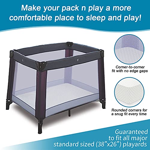 TriFold Pack N Play Mattress Topper, Portable Foldable Playard Baby Mattress with Firm & Soft