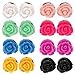Aprilsky 8 Pairs Handcrafted Resin Mixed Colors Simulated Coral Rose Flower Earrings Studs,Stainless Steel 10mm
