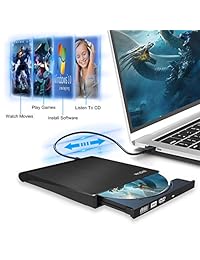 CD Drive with USB 3.0 Superdrive External DVD CD-RW Burner Writer Optical Drive Compatible with MacBook Laptop Windows10