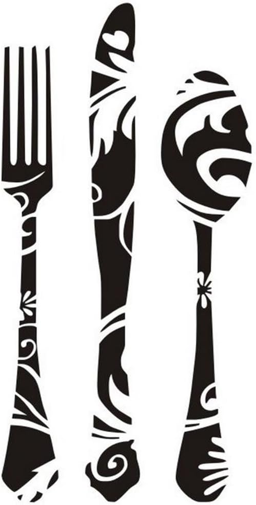 Cupcinu Cutlery Fork and Spoon Pattern Wall Stickers Removable Art Wall Murals Decal Stickers Artwork Wall Stickers for Living Room Dining Room Western
