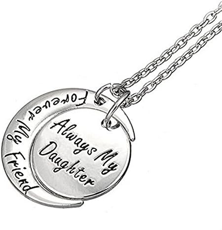 hand stamped Jewelry "Always My Daughter Forever my Friend/Always my Mother Forever my Friend" Two Piece Pendant Necklace