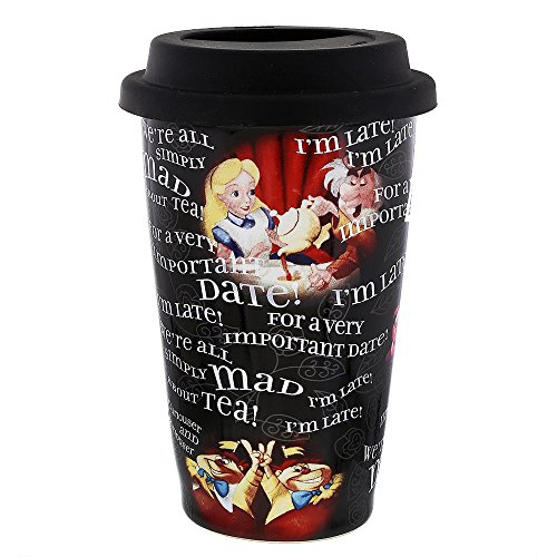 Disney Parks Exclusive Alice Wonderland Quotes Coffee Tea Double Wall Ceramic Travel Tumbler