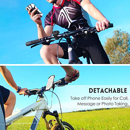 Detachable Bike Phone Mount, 360Â° Rotatable Bicycle & Motorcycle Handlebar Cell Phone Holder Universal fit for iPhone Xs Max XR X 6S 6 7 8 Plus, Galaxy S9 S10 S10e Note 9, Other 4-6.5" Phones Cycling