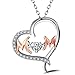 Caperci Sterling Silver Two-Tone Heart MOM Pendant Necklace with Cubic Zirconia - Mothers Day Jewelry Gift for Wife & Mom