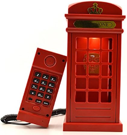 Vintage London Telephone Booth Night Lamp , Two-in-one Landline Phones with Designed USB Charging LED Touch Dimmable Night Light for Bedroom Dormitory Illumination Bar or Novelty Birthday Gift(phone)