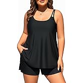 Plus Size Tankini Swimsuits - Women Two Piece Tankini Top with Shorts Flowy Swimsuit 2025 Bathing Suits