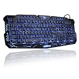 FASTDISK Backlit Glowing Keyboard Wired Professional 114 Keys Floating LED with Similar Mechanical Keyboard Feel Switchable Crack Backlit (Black)