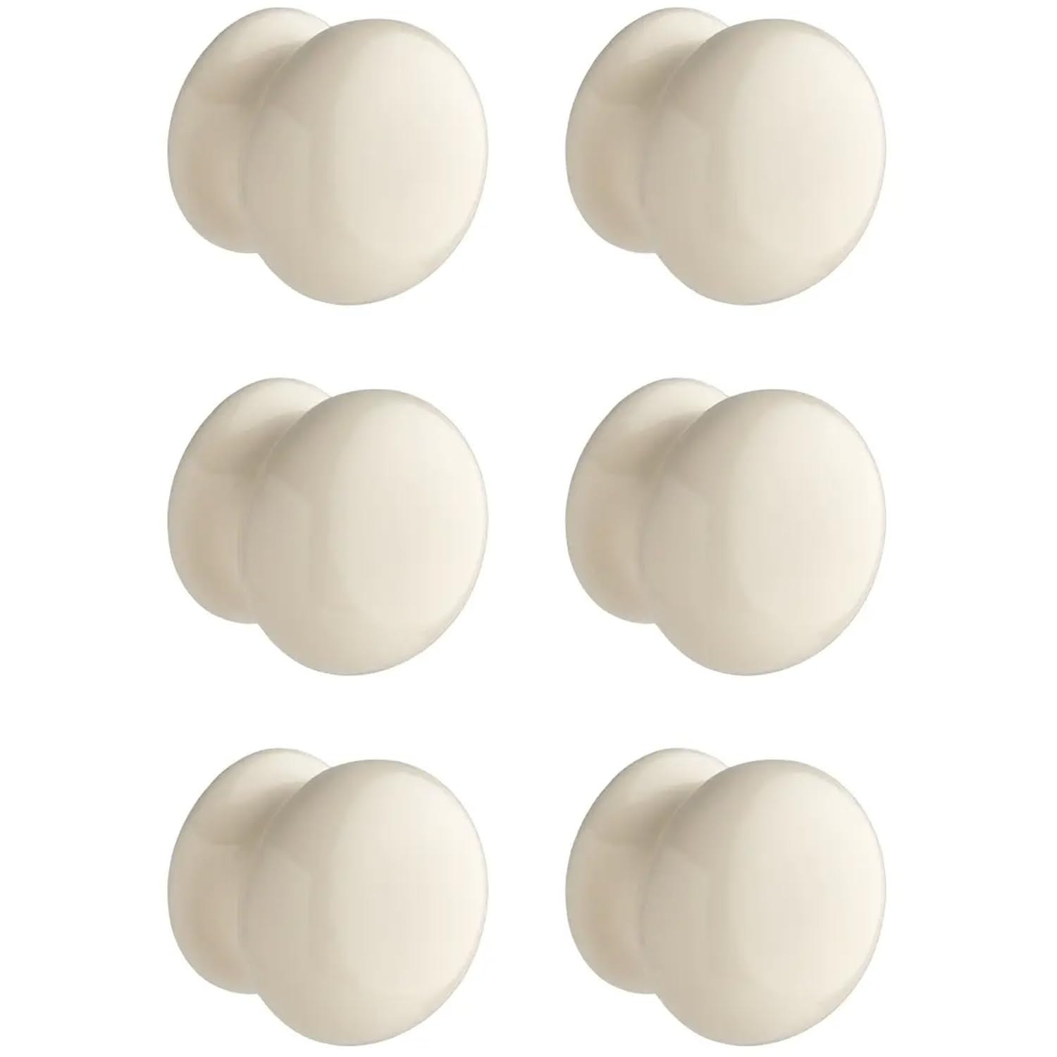 Hiatt Hardware - Ceramic Cabinet Drawer Knob - Round - 30mm - Pack 6 - Ivory Finish - Fixings Included