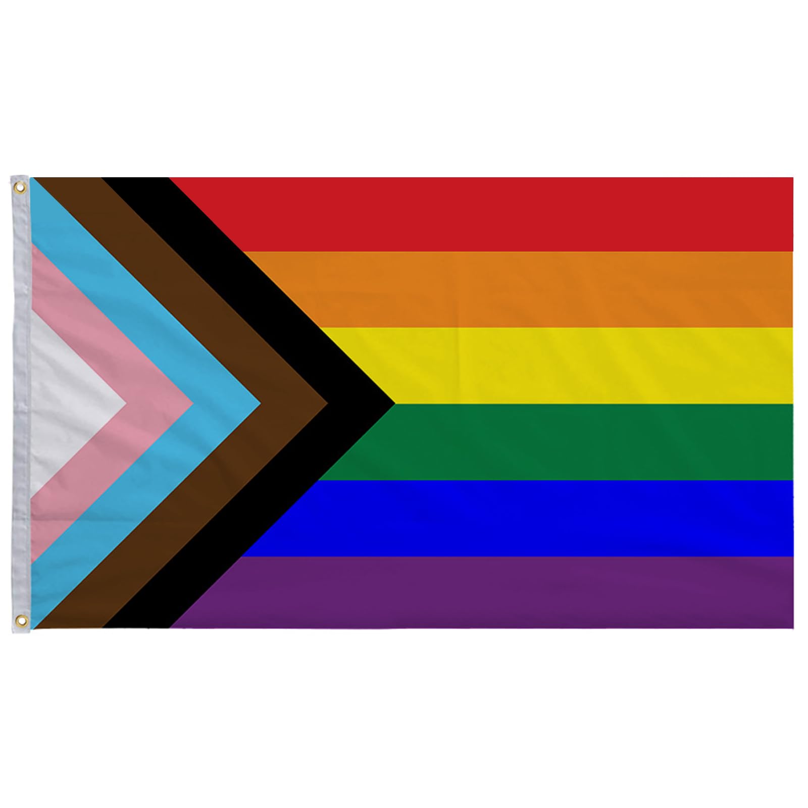 5ft x 3ft Rainbow Pride Flag - Large LGBTQ+ Progress Flag with Eyelets for Parades, Carnivals & Festivals