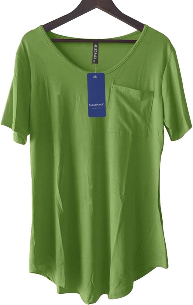 Allegrace Womens Casual Scoop Collar Plus Size T Shirts Summer Tops Tee: Clothing