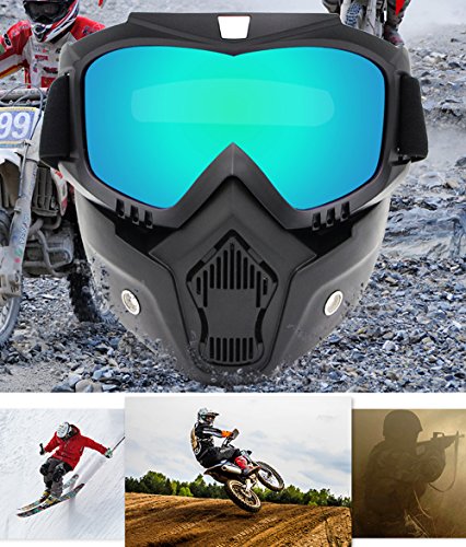 image for Comfysail Motorcycle Mask with Detachable Goggles and Mouth Filter Fog