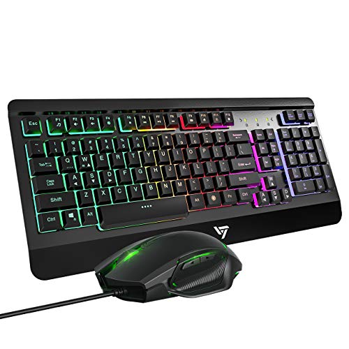 VicTsing Gaming Keyboard Mouse Combo, UltraSlim Rainbow LED Backlit
