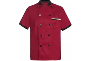 Unisex Chef Coat Men/Women, Short Sleeve Chef Coat Comfortable Button Closure for Kitchen, Restaurant, Bakery