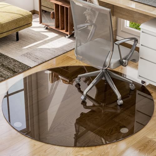 46" x 46" Round Tempered Glass Chair Mat for Carpet & Hardwood, Heavy-Duty Glas…