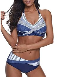 ReachMe traje de baño de dos piezas para dama Halter push-up bikini traje de baño frontal de torsión traje de baño acolchado