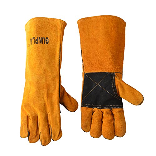 Gunpla Leather Welding Gloves Heat Resistant Flame Retardant Welding Campfire Blacksmithing Fireplace Grill BBQ Gloves 2 Pairs Set â€“ 1 Pair Welding Glove 16 inch and 1 Pair Welding Glove 10.5 inch