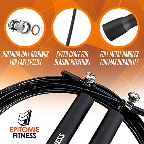 Speed Jump Rope - Extra-Fast Premium Jumping Rope for Fitness - Adjustable Skipping Rope with Metal Handles & Cable