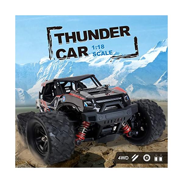 FunTomia Maximum RC Monster Truck - 4WD Thunder Car 36km/h ferngesteuertes Auto - Ersatzteile (1x Monster Truck… – Bild 3