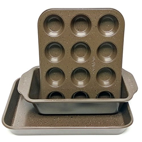 casaWare Toaster Oven 3pc Set (Baking, Loaf and Mini Muffin Pan 12 Cup