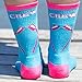 ChalkTalkSPORTS Athletic Half Cushioned Crew Socks | Rowing Loving the Crew Design | Pink/Blue (One size fits most, Men's shoe size 5-11 and Women's 6-12.)
