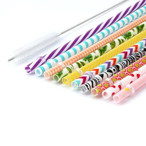 ã€35 Packsã€‘Reusable Plastic Straws,MCIRCO Multi-colored 9 Inch Thick Drinking Straws for 30 oz & 20 oz Yeti, RTIC, Mason Jar, Starbucks, OZARK Tumblers with Cleaning Brush
