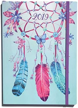 2019 Weekly by Day Planner Calendar Journal, 8.25 X 6 Inches, Laminated Cover (Feather Dreaming)