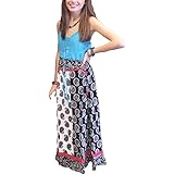 Mogul Interior Womens Summer Skirt Black White Paisley Print Skirt Cotton Bohemian Fiesta Maxi Peasant Skirts L