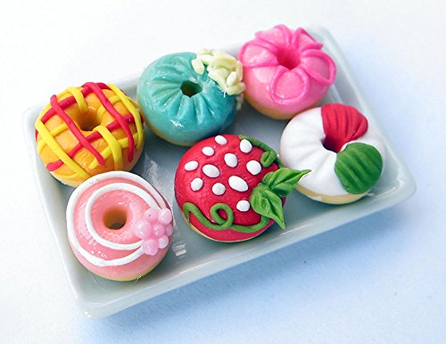 Mixed 6 Assorted Lovely Donuts Miniature,Doughnuts Collectibles