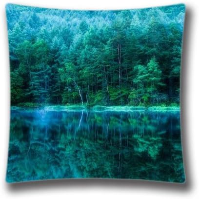 Pop Home Cotton &amp; Polyester Throw Japan Pond Forest Cushion Cover Pillowcase 18"x18"