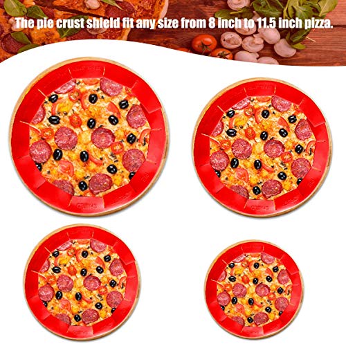 JUSHOOR Pie Crust Shield, Adjustable Pie Crust Protector, FOOD-GRADE Silicone Pie Protectors Cover Kitchen Tool for Baking Pie Pizza, Fit 8-11.5 Inch Pies(4 Pieces, Red) - Thumbnail 2