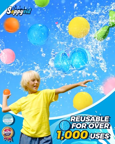 KOKODI 16PCS Reusable Water Balloons for Kids Ages 3-14, Self Sealing Magnetic Water Bombs for Pool & Beach, Quickly Fill Refillable Silicone Water Balls Fight Toys for Summer Outdoor Games