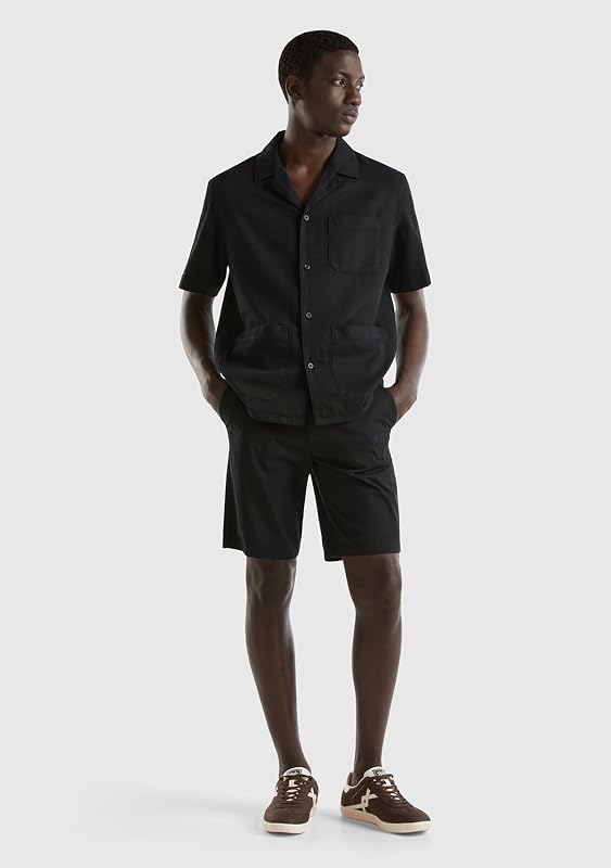 Herren Camicia 58tyuq046 Hemd, Schwarz, S