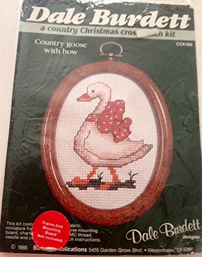 Country goose with bow, a country Christmas cross stitch kit