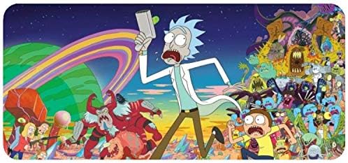 Rick Morty Game Mouse Pad Anti-Slip Water-Resistant Rubber Base Stitched Edges Extended Desktop Mat 15.7 35.4 Inchs