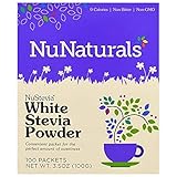 NuNaturals Nustevia White Stevia Powder, 100 Count (4-Pack)