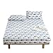 BuLuTu Navy Blue/Grey Shark Print Deep Pocket Fitted Bed Sheet Queen Cotton White-Breathable, Durable and Comfortable,Premium Single Bottom Fitted Sheet ONLY,No Pillowcases