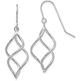 Polished Twisted Shepherd Hook Dangle Earrings in Real 14k Gold