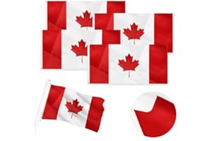 4 Pack 3x5 FT Canadian Flag, Large Canada Flags Outdoor Indoor, Printed Maple Leaf Polyester and Brass Grommets, Canadian Nat